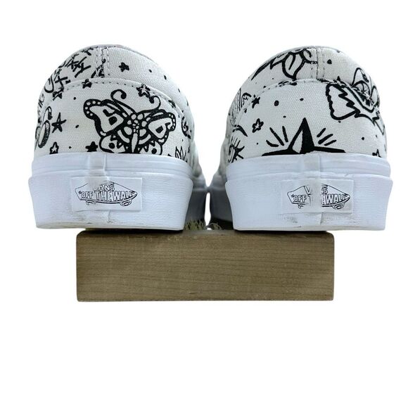 VANS Tattoo White Canvas Slip-on Sneakers 11.5(W) 9(M) - Picture 5 of 9